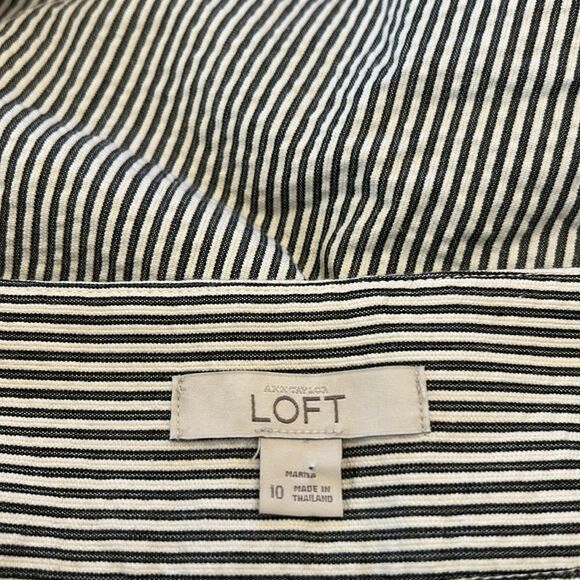 Loft brown white striped cuffed ankle pants Size 10 EUC - Picture 6 of 10